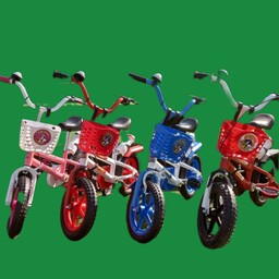 دوچرخه کودک سایز12 استاندارد دارای یکسال گارانتی و سبد قمقمه آب و کمکی 