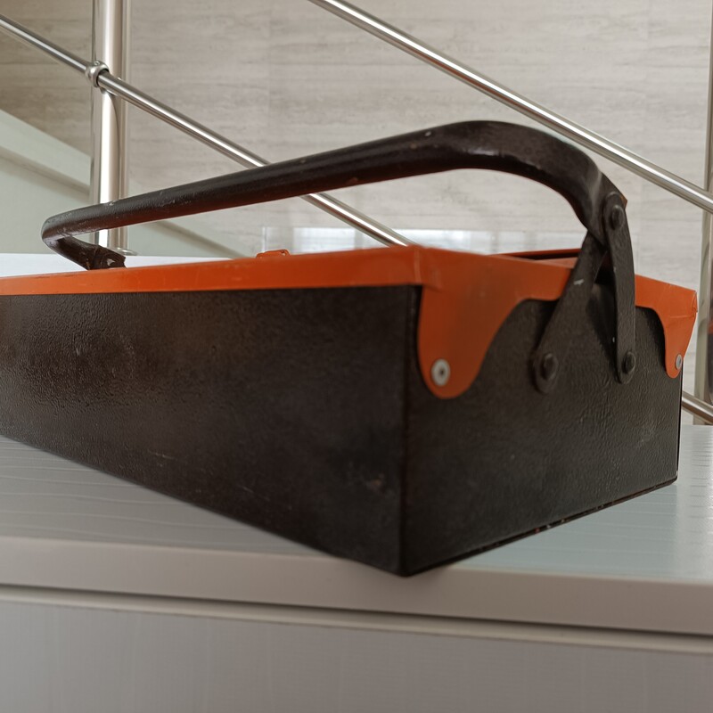 جعبه ابزار فلزی یک طبقه ورق ضخیم رنگ کور ه ای سایز 40در22  دسته فلزی محکم مناسب برای کارگاه و منازل مسکونی 