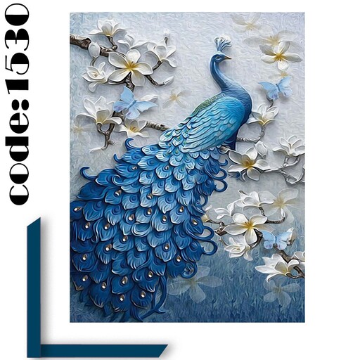 روفروشی کشدار  قانتزی طرح طاووس زیبا آبی شش متری کد 1530