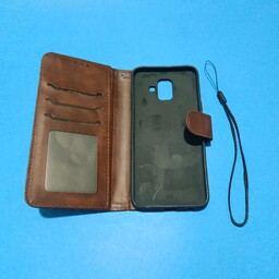 کیف کلاسوری چرمی مگنتی جا کارتی دار مناسب برای گوشی موبایل سامسونگ A6 2018