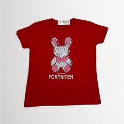 تی شرت زنانه نخ پنبه خرگوشی رنگ قرمز سرخ ارسال رایگان
