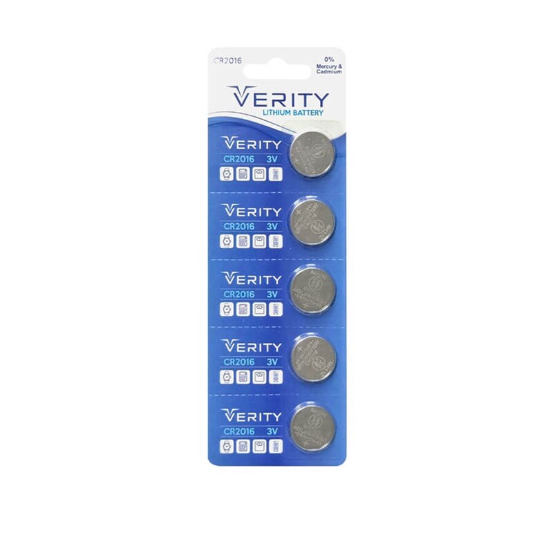 باتری سکه ای لیتیومی CR2016 Verity بسته 5 تایی