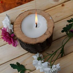 شمع ظرف چوبی