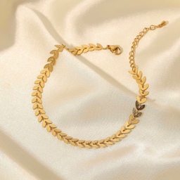 گردنبند طرح گندمی با آبکاری طلا و رنگ ثابت و صد حساسیت به طول 40 سانت به همراه زنجیر تنظیم سایز مشابه نمونه طلا