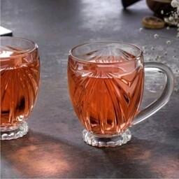 فنجان دسته دار شیشه ای مدل سیسیلی فنجان شیشه ای دسته دار ایرانی بسته 6 عددی