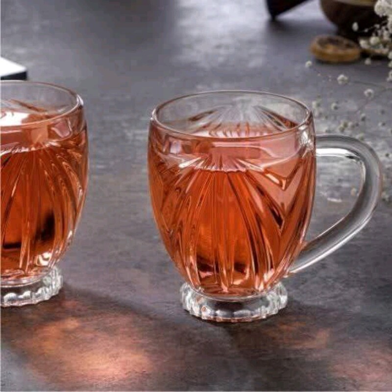 فنجان دسته دار شیشه ای مدل سیسیلی فنجان شیشه ای دسته دار ایرانی بسته 6 عددی