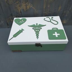 جعبه لوازم پزشکی و کمک های اولیه دارای تقسیم بندی جهت قراردادن دارو