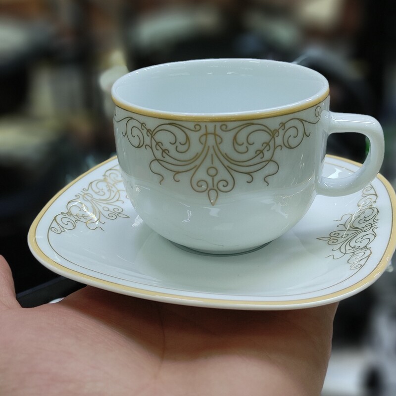 سرویس چایخوری چینی زرین طرح موناکو درجه یک شامل 6 فنجان و 6 نعلبکی 