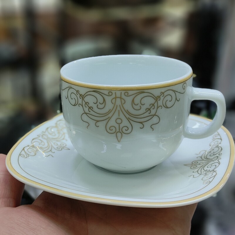 سرویس چایخوری چینی زرین طرح موناکو درجه یک شامل 6 فنجان و 6 نعلبکی 