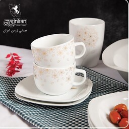 سرویس چایخوری فنجان نعلبکی گلدن لوتوس چینی زرین شامل 6 فنجان و 6 نعلبکی 