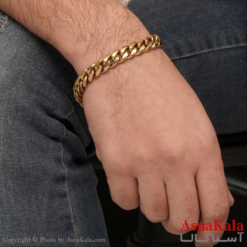 دستبند کارتیر استیل مردانه طلایی 10میل کد DSB18230W