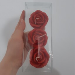 پک سه تایی شمع گل رز در رنگ ها و طرح های مختلف بسته بندی