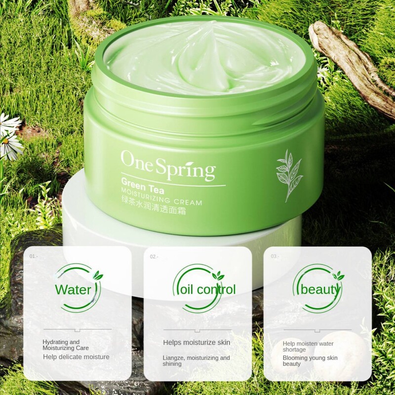 کرم ابرسان چای سبز کنترل کننده پوست چرب برند فوق العاده one spring  به شرط اصل 