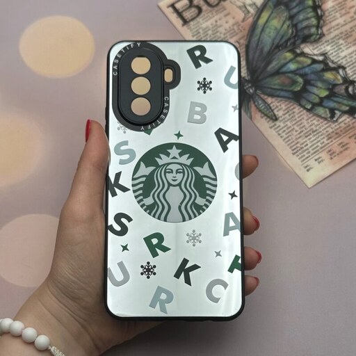 قاب گوشی Huawei Nova Y70 هوآوی آینه ای اورجینال casetify محافظ لنز دار طرح استارباکس STARBOCKS کد 97097