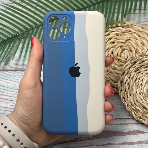 قاب گوشی iPhone 11 Pro آیفون سیلیکونی پاک کنی اورجینال آبرنگی رنگین کمانی داخل مخمل محافظ لنز دار کد 41528