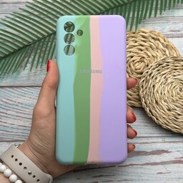 قاب گوشی Galaxy A04S سامسونگ سیلیکونی پاک کنی اورجینال آبرنگی رنگین کمانی داخل مخمل محافظ لنز دار کد 21525