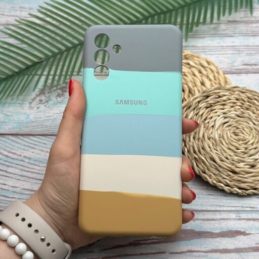 قاب گوشی Galaxy A04S سامسونگ سیلیکونی پاک کنی اورجینال آبرنگی رنگین کمانی داخل مخمل محافظ لنز دار کد 37871