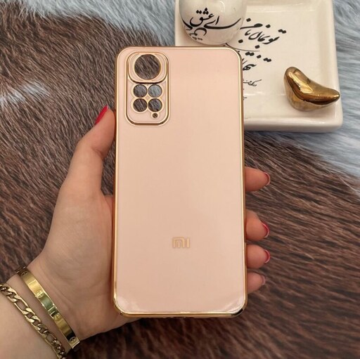 قاب گوشی Redmi Note 11 4G - Redmi Note 11S شیائومی ژله ای مای کیس طرح  دور طلایی محافظ لنز دار گلبهی کد 67805