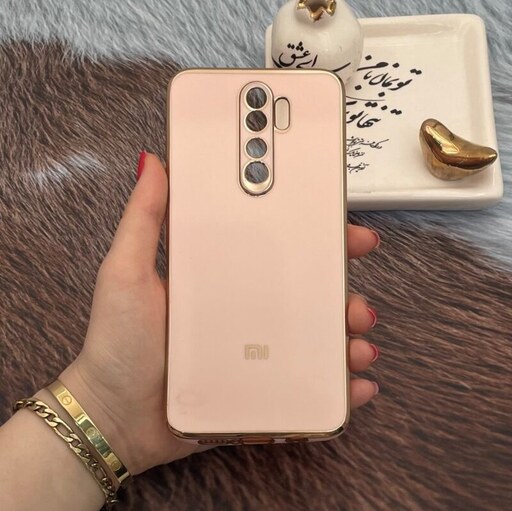 قاب گوشی Xiaomi Redmi Note 8 Pro شیائومی ژله ای مای کیس طرح  دور طلایی محافظ لنز دار گلبهی کد 48872