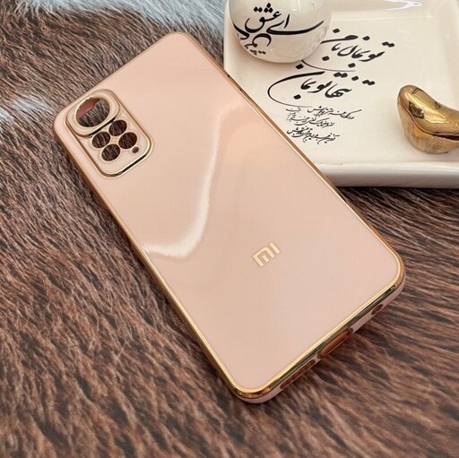 قاب گوشی Redmi Note 11 4G - Redmi Note 11S شیائومی ژله ای مای کیس طرح  دور طلایی محافظ لنز دار گلبهی کد 67805