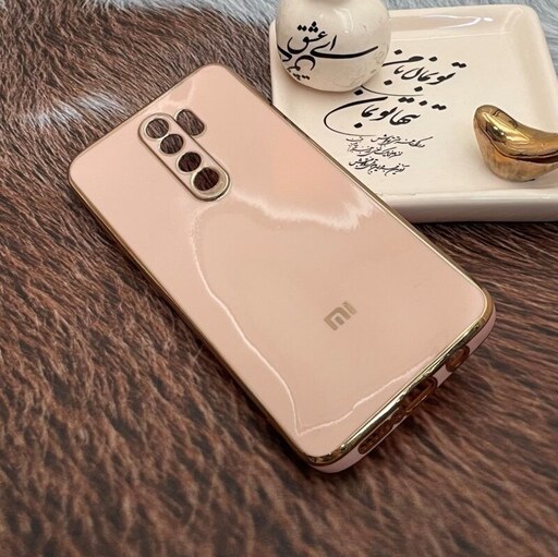 قاب گوشی Xiaomi Redmi Note 8 Pro شیائومی ژله ای مای کیس طرح  دور طلایی محافظ لنز دار گلبهی کد 48872