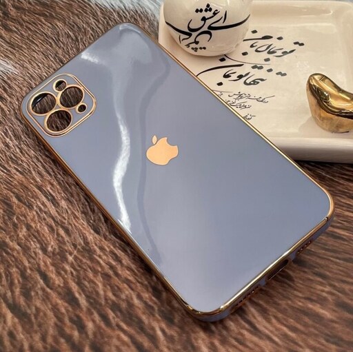 قاب گوشی iPhone 11 Pro Max آیفون ژله ای مای کیس طرح Gold Line دور طلایی محافظ لنز دار آبی فیلی کد 64638