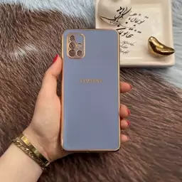 قاب گوشی Galaxy A51 سامسونگ ژله ای مای کیس طرح Gold Line دور طلایی محافظ لنز دار آبی فیلی کد 37832