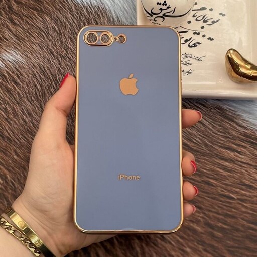 قاب گوشی iPhone 7 Plus - iPhone 8 Plus آیفون ژله ای مای کیس طرح Gold Line دور طلایی محافظ لنز دار آبی فیلی کد 58384