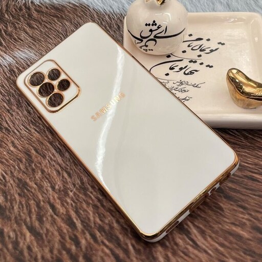 قاب گوشی Galaxy A72 سامسونگ ژله ای مای کیس طرح Gold Line دور طلایی محافظ لنز دار سفید کد 36861