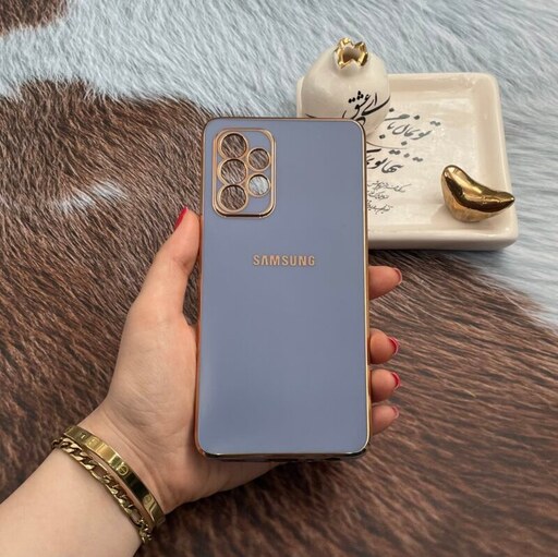 قاب گوشی Galaxy A52 4G - Galaxy A52 5G - Galaxy A52S سامسونگ ژله ای مای کیس  دور طلایی محافظ لنز دار آبی  فیلی کد 17417