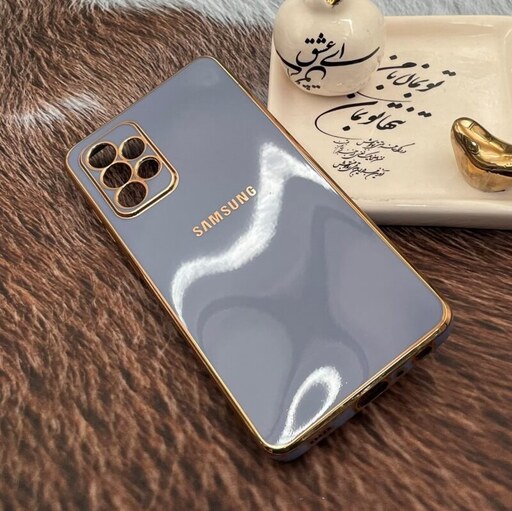 قاب گوشی Galaxy A72 سامسونگ ژله ای مای کیس طرح Gold Line دور طلایی محافظ لنز دار آبی فیلی کد 14782