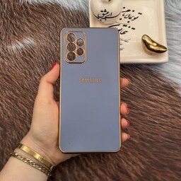 قاب گوشی Galaxy A72 سامسونگ ژله ای مای کیس طرح Gold Line دور طلایی محافظ لنز دار آبی فیلی کد 14782