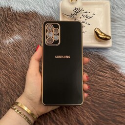 قاب گوشی Galaxy A72 سامسونگ ژله ای مای کیس طرح Gold Line دور طلایی محافظ لنز دار مشکی کد 10048