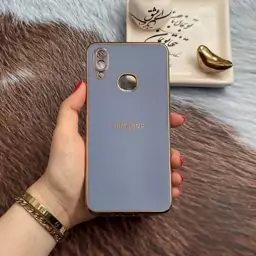 قاب گوشی Galaxy A10S سامسونگ ژله ای مای کیس طرح Gold Line دور طلایی محافظ لنز دار آبی فیلی کد 30384