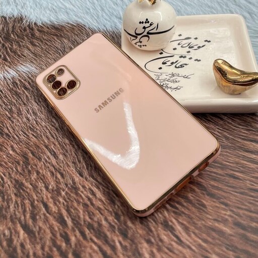 قاب گوشی Galaxy A22 4G - Galaxy M32 4G سامسونگ ژله ای مای کیس طرح Gold Line دور طلایی محافظ لنز دار گلبهی کد 10961