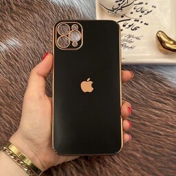 قاب گوشی iPhone 11 Pro Max آیفون ژله ای مای کیس طرح Gold Line دور طلایی محافظ لنز دار مشکی کد 47522