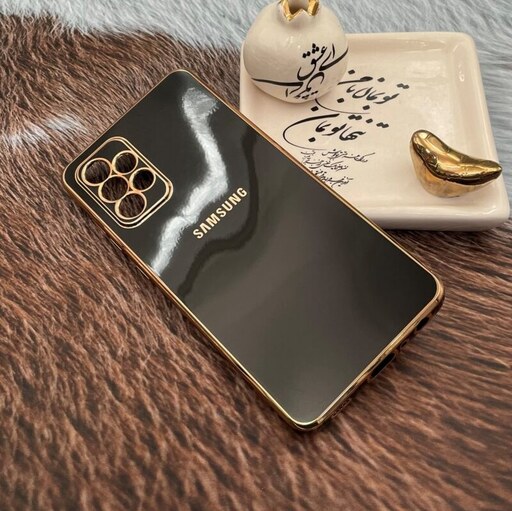 قاب گوشی Galaxy A72 سامسونگ ژله ای مای کیس طرح Gold Line دور طلایی محافظ لنز دار مشکی کد 10048