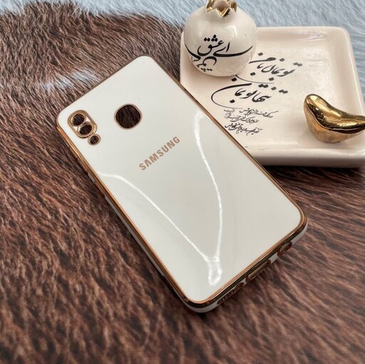 قاب گوشی iPhone X - iPhone XS آیفون ژله ای مای کیس طرح Gold Line دور طلایی محافظ لنز دار سفید کد 89087