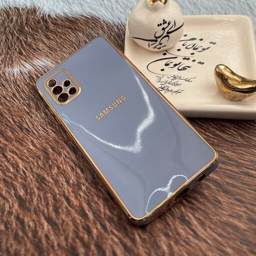 قاب گوشی Galaxy A51 سامسونگ ژله ای مای کیس طرح Gold Line دور طلایی محافظ لنز دار آبی فیلی کد 37832