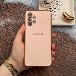 قاب گوشی Galaxy A32 4G سامسونگ ژله ای مای کیس طرح Gold Line دور طلایی محافظ لنز دار گلبهی کد 34727