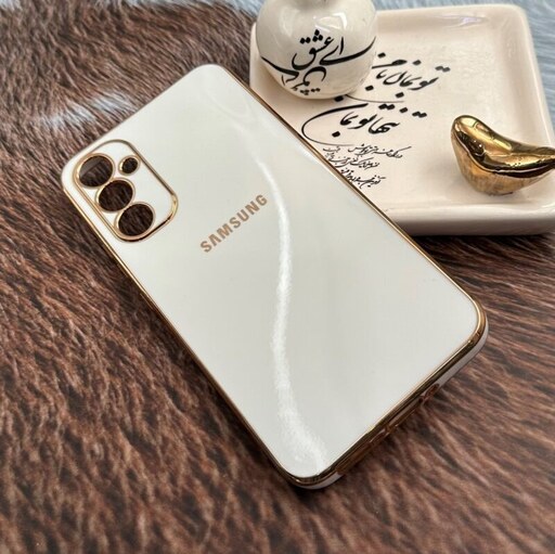 قاب گوشی Galaxy A34 سامسونگ ژله ای مای کیس طرح Gold Line دور طلایی محافظ لنز دار سفید کد 84910