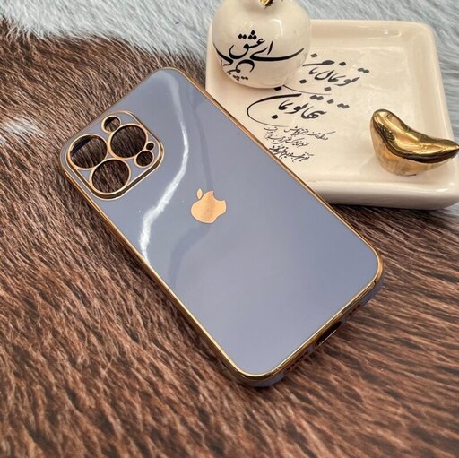 قاب گوشی iPhone 13 Pro آیفون ژله ای مای کیس طرح Gold Line دور طلایی محافظ لنز دار آبی فیلی کد 62154