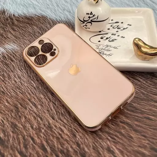 قاب گوشی iPhone 13 Pro آیفون ژله ای مای کیس طرح Gold Line دور طلایی محافظ لنز دار گلبهی کد 82732