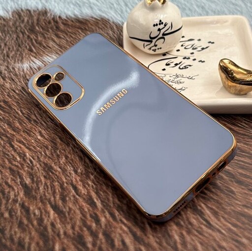 قاب گوشی Galaxy A14 4G -Galaxy A14 5G سامسونگ ژله ای مای کیس طرح Gold Line دور طلایی محافظ لنز دار آبی فیلی کد 25768