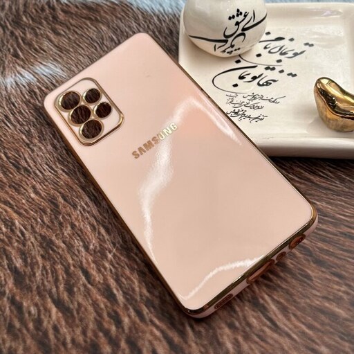 قاب گوشی Galaxy A52 4G - Galaxy A52 5G - Galaxy A52S سامسونگ ژله ای مای کیس  دور طلایی محافظ لنز دار گلبهی کد 18103 