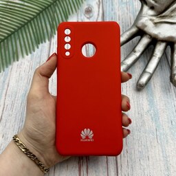 قاب گوشی Huawei P30 Lite هوآوی سیلیکونی High-Copy رنگ قرمز داخل پارچه ای محافظ لنز دار کد 34604