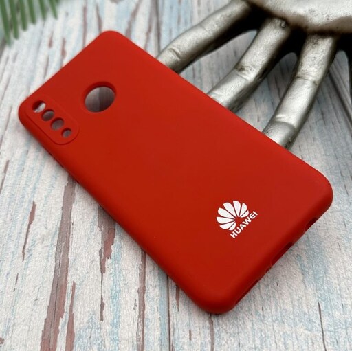 قاب گوشی Huawei P30 Lite هوآوی سیلیکونی High-Copy رنگ قرمز داخل پارچه ای محافظ لنز دار کد 34604