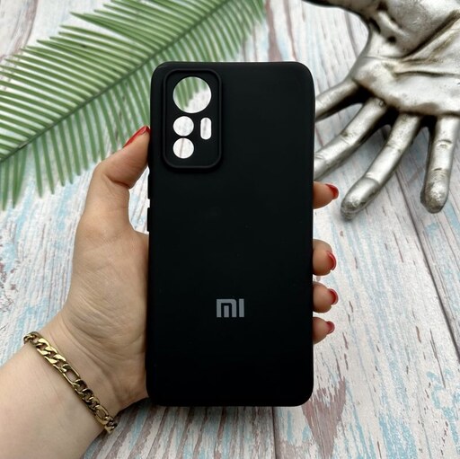 قاب گوشی Xiaomi 12 Lite شیائومی سیلیکونی High-Copy رنگ مشکی داخل پارچه ای محافظ لنز دار کد 35789