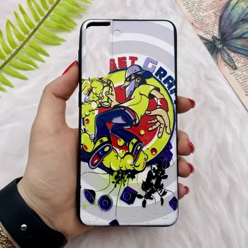 قاب گوشی Galaxy S21 سامسونگ فانتزی برجسته طرح دختر streer graffiti کد 53113