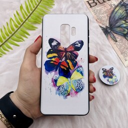 قاب گوشی Galaxy S9 Plus سامسونگ فانتزی برجسته طرح پروانه ای پاپ سوکت دار کد 27840